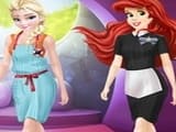Play Ariel And Elsa Career Dress Up